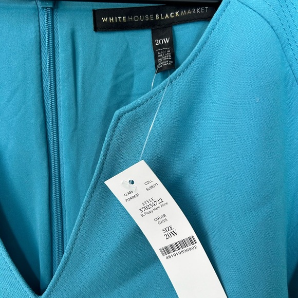 WHBM dress NWT 20W aqua teal flare sleeveless floppy hem alone dress oasis color - Picture 7 of 14